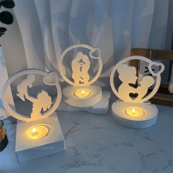 Mother Holding Children Candle Holder Silicone Mold Cement Gypsum Clay Pouring Resin Family Party Ornaments Molds Home Decorn