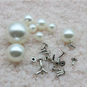 Manual setting 8mm ABS pearls rivet , pearls button