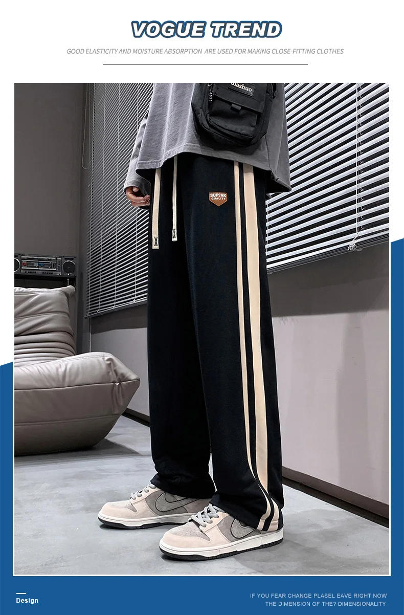 Description Picture 3 of itemNew Daily Japanese High Street Youth Pop  Straight  Loose  Men's Sweatpants Everything with Fashionable Casual Right Angle Pants
