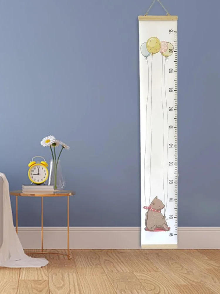 Description Picture 2 of itemWooden Canvas Wall Growth Charts Baby Hanging Decorative Chart Height Measure Ruler Removable Wall Sticker for Kids Child Room