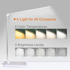 LED Touch Switch White Folding Desk Lamp Bedroom Bedside Study Reading Eye Care Night Lamp USB Plug-in Dimmable White Desk Lamp