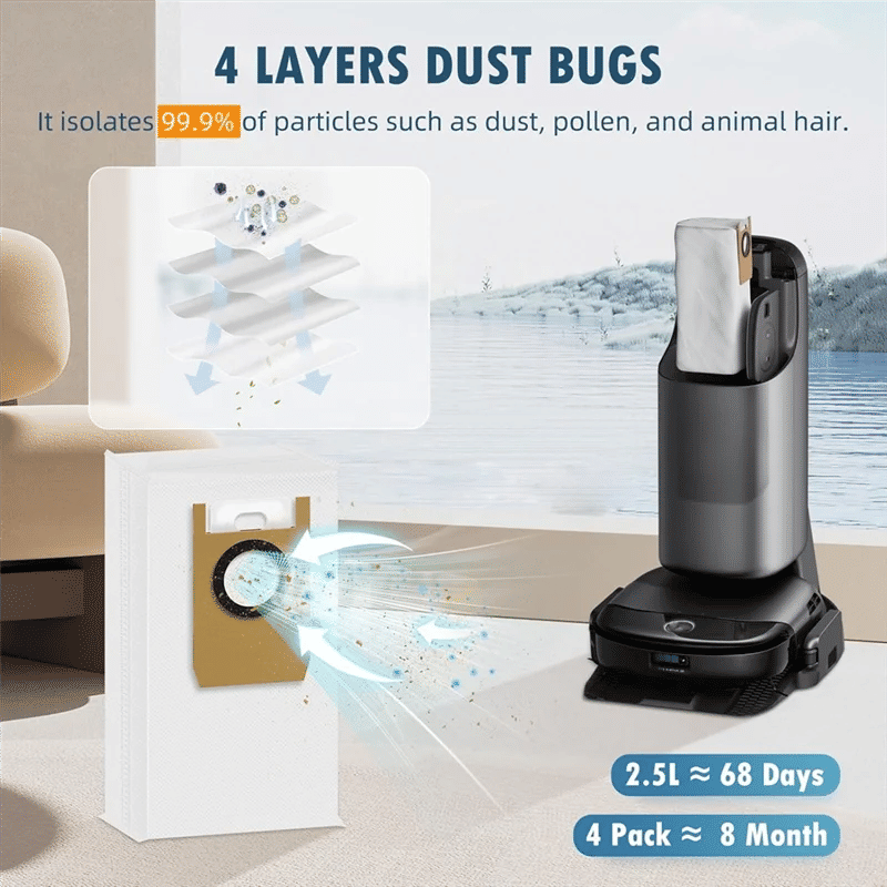 Description Picture 4 of itemB64B-18PCS For Eufy Omni S1 Pro/Omni S1 Vacuum Cleaner Replacement Parts Vacuum Brush Hepa Filter Mop Cloth Dust Bag