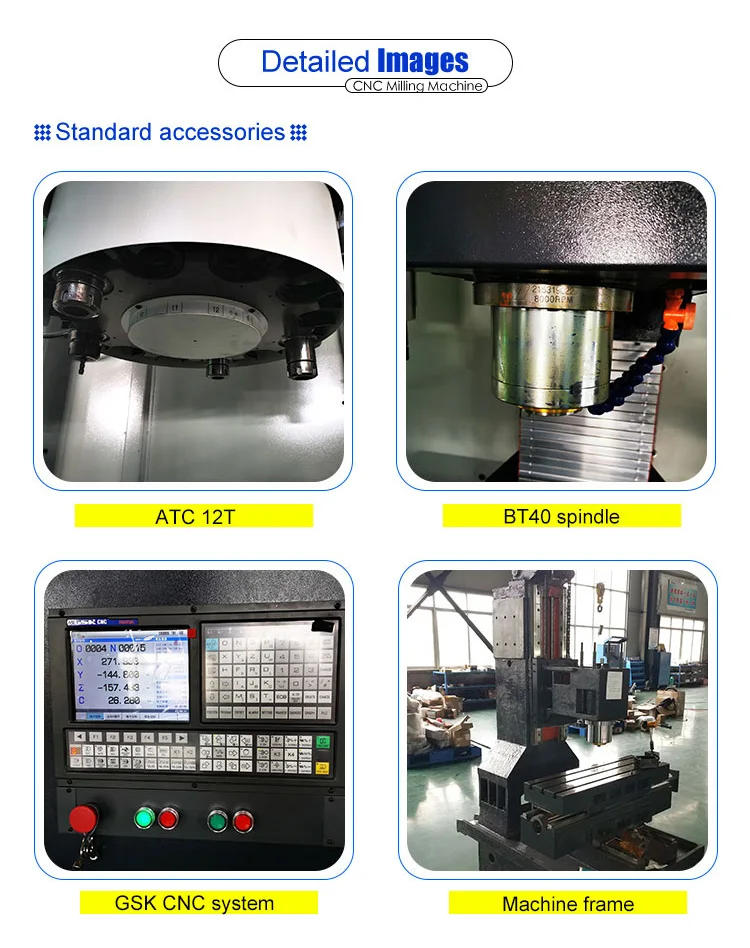 Description Picture 5 of itemHot selling products 2023 XH7126 hobby vertical metal taiwan 3 axis cnc milling machine  for sale