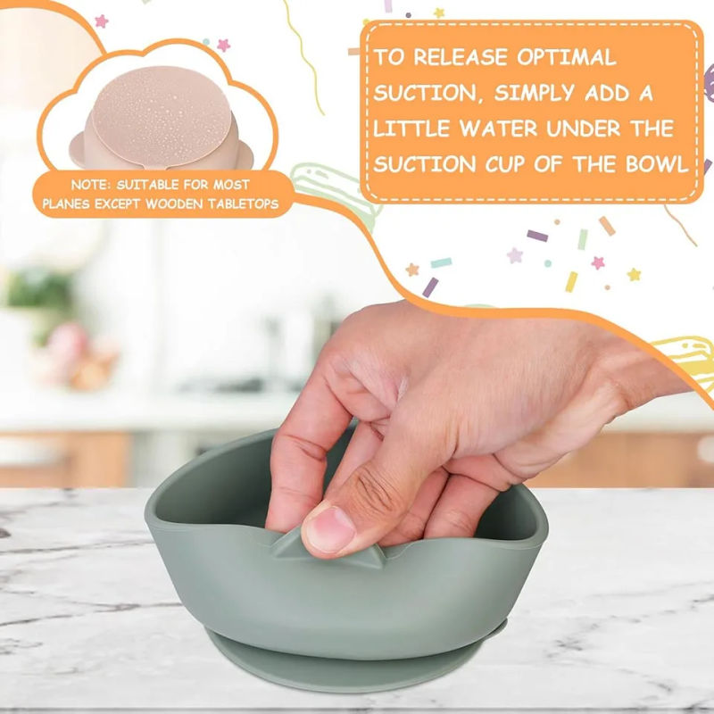 Description Picture 5 of itemSilicone Sucker Bowl With Detachable Stainless Steel Bowl Baby Feeding Tableware for Infant and Baby Learning To Eat Baby Supply