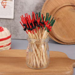 100pcs/lot 12cm Bamboo Toothpicks Pick Buffet Cupcake Fruit Fork Party Dessert Salad Stick Cocktail Skewer For Wedding Party