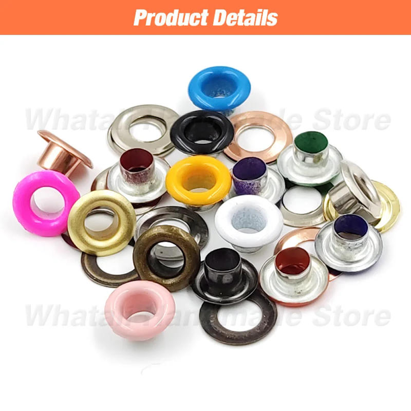 Description Picture 5 of item100 Sets 4mm Metal Eyelets Grommet Ring With Washer Multicolor For Scrapbooking Shoes Belt Cap Bag Tags Clothes DIY Leathercraft