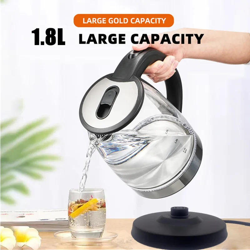 Description Picture 2 of item1.8L 220V Electric Kettle Stainless Steel Glass Health Preserving Pot Electric Water Heater with Blue Led Light Kitchen Tools
