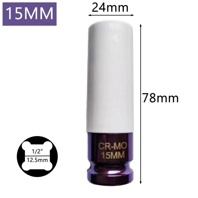 Description Picture 2 of itemSleeve 17/19/21mm Hex Sockets Pneumatic Wrench Tire Screw Hexagonal Sleeve Long Sleeve Tool Protection Sleeve Deep Nut Socket