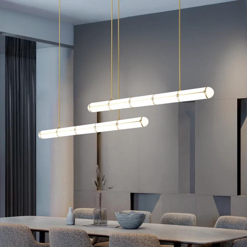 Description Picture 4 of itemRetro White Round Tube Restaurant Chandelier Modern Italian Designer Minimalist Creative Word Acrylic Pendant Lamps Lighting