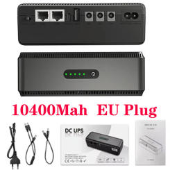 EU Plug DC UPS Battery Backup 10400mAh 5V 9V 12V 2A 15V 24V 1A Output Uninterruptible Power Supply 85‑265V UPS Battery Backup