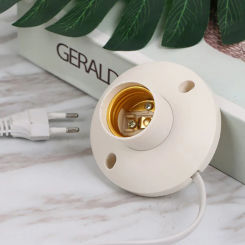 1pc EU LED Stand Lamp Holder E27 Bulb Plug Dome Socket With Cable Base For Table Light Night Stands Lampholder Accessories