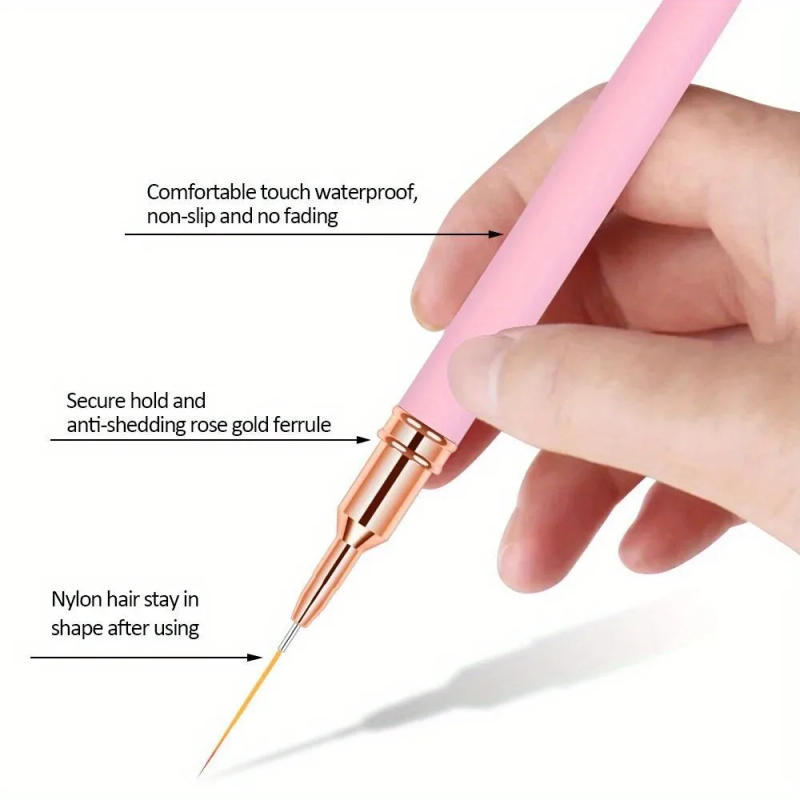 Description Picture 5 of item5pcs Nail Art Liner Brush Nail Art Liners Striping Brushes 3D Tips Line Stripes DIY Drawing Pen UV Gel Painting Brushes