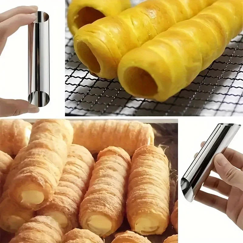 Description Picture 3 of item5/10pcs Stainless Steel Cake Tool Set Croissant Mold Pancake Tube Cone Shaped Baking Mold Kitchen Dessert Tool Cake Bread Mold