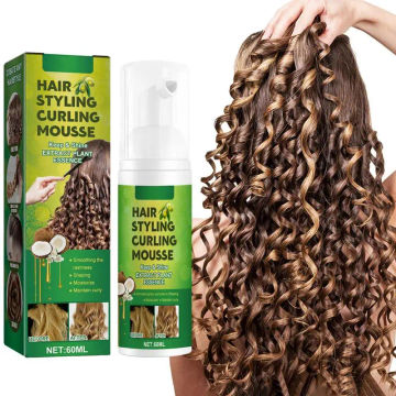 60ml Curly Hair Products Styling Cream Curl Enhancer Anti-Frizz Hair Curling Repairing Mousse For Natural Curls For Women