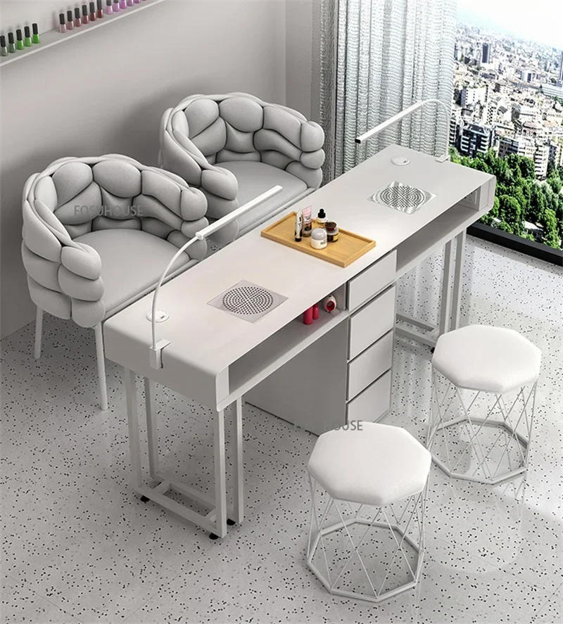 Description Picture 6 of itemModern Beauty Salon Single Double Manicure Tables Chair Professional Manicure Table  Multifunctional Nail Table Salon Furniture