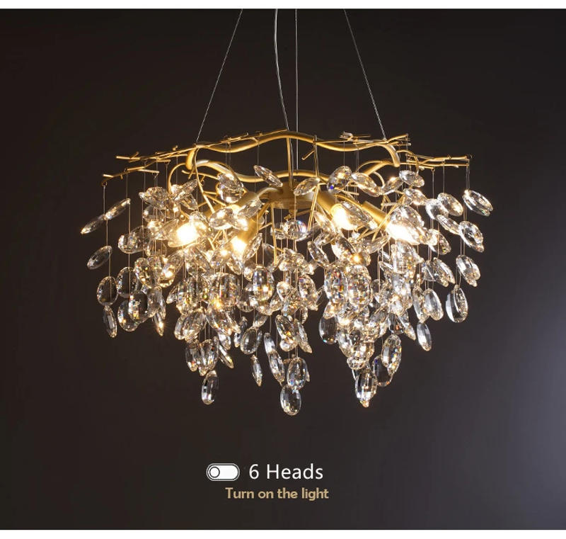 Description Picture 6 of itemWater Droplet Crystal Chandelier Luxury Hotel Lobby Restaurant Pendant Light Living Dining Room Ceiling Light for Home Decor