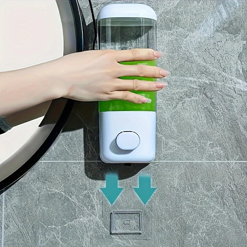 Description Picture 4 of item1pc Hotel Press Type Soap Dispenser, Non Perforated Wall Mounted, Non Marking Fixed Shampoo and Shower Gel Soap Dispenser
