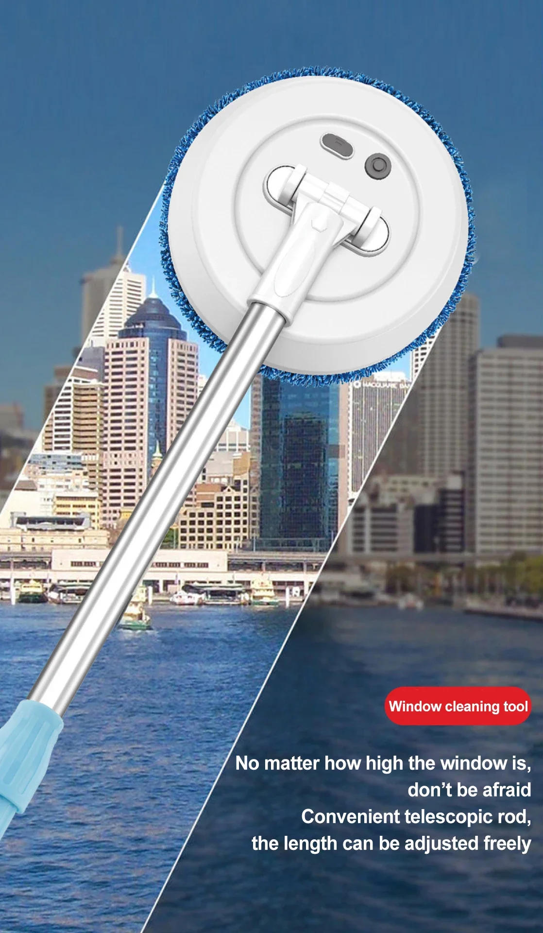 Description Picture 3 of itemWireless Electric Spin Mop Cleaner Automatic 2 in 1 Wet & Dry Home Cleaner Car Glass Ceiling Door Windows floor scrubber machine