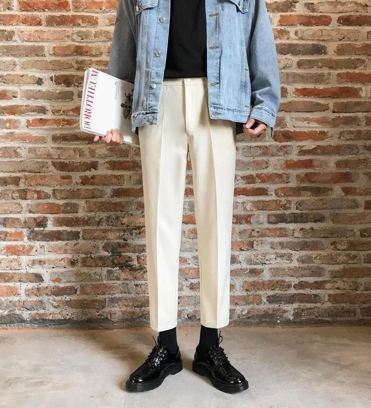 Description Picture 3 of itemTressed Polyester Trousers for Men Wide Leg Slim Fit Man Suits Pants Tailoring Summer 2024 Anti-wrinkle New In Spring Clothes Up