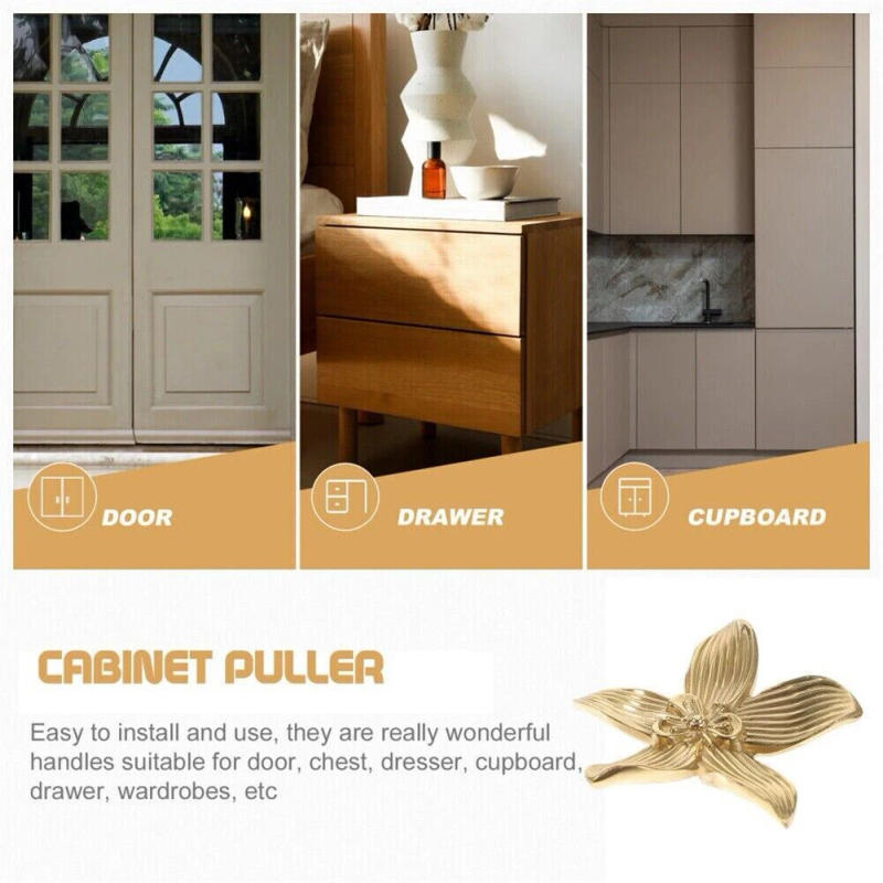 Description Picture 6 of item1pcs Modern Light Luxury Fashion Flower Shape Gold Handle Kitchen Cabinet Handle Drawer Wardrobe Knob Furniture Hardware