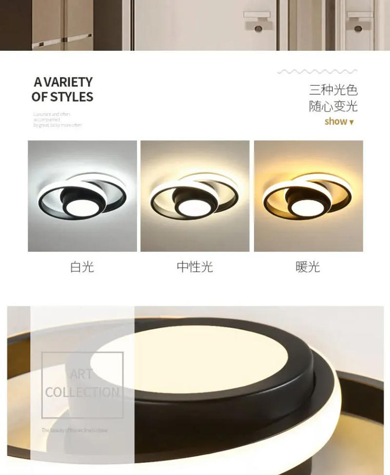 Description Picture 3 of item3 Light Color LED Ceiling Lamp Modern Dimmable Bedroom Chandelier Ceiling Lights For Dining Room Living Room Nordic Aisle Lamp