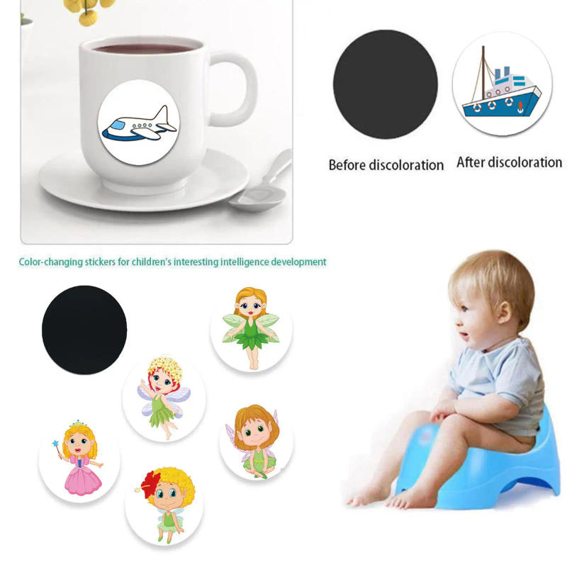 Description Picture 5 of item1Set Color Changing Toilet Sticker Thermochromic Toilet Sticker Urinal Training Waterproof Color Changing Sticker For Kid Potty