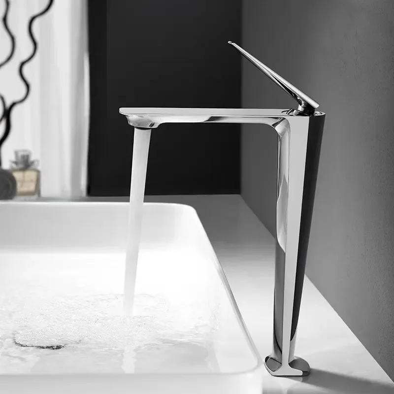 Description Picture 2 of itemRose Gold Basin Brushed Gold Tall Bathroom Faucet Hot and Cold Black Sink Deck Mounted Toilet Mixer Water Tap