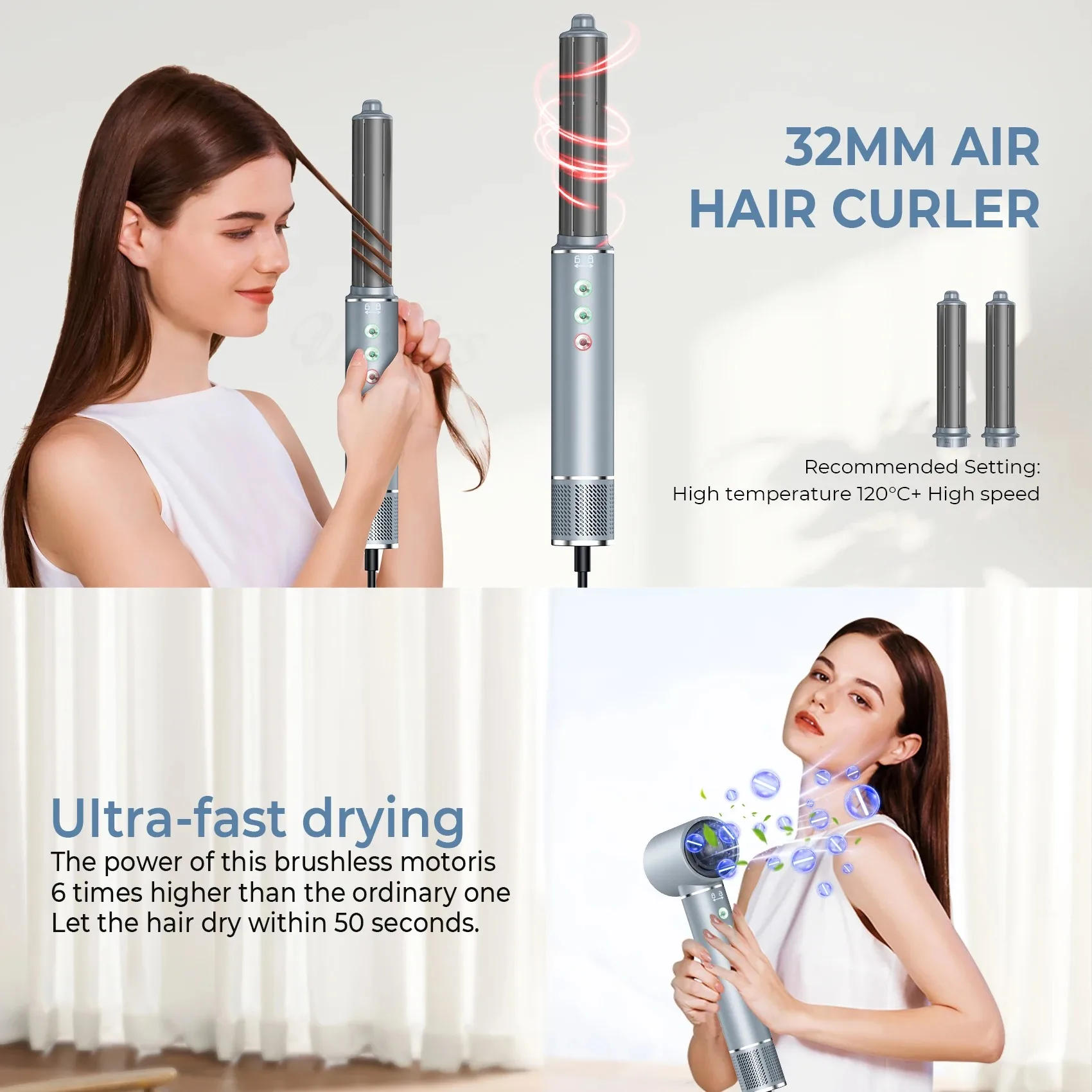 Description Picture 5 of itemProfessional 5 in 1 Hair Dryer Brush High-Speed Hot Air Brush Negative Ions Blow Dryer Brush Styling Tools Curling Iron 1400W