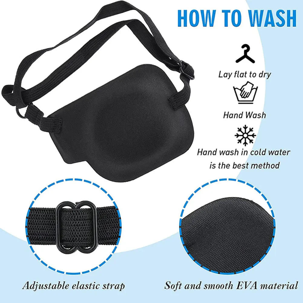 Description Picture 6 of item1PCS Black Single Eye Patch Adjustable 3D Foam Groove Eyeshades For Lazy Eyes Medical Use Concave Eye Patch