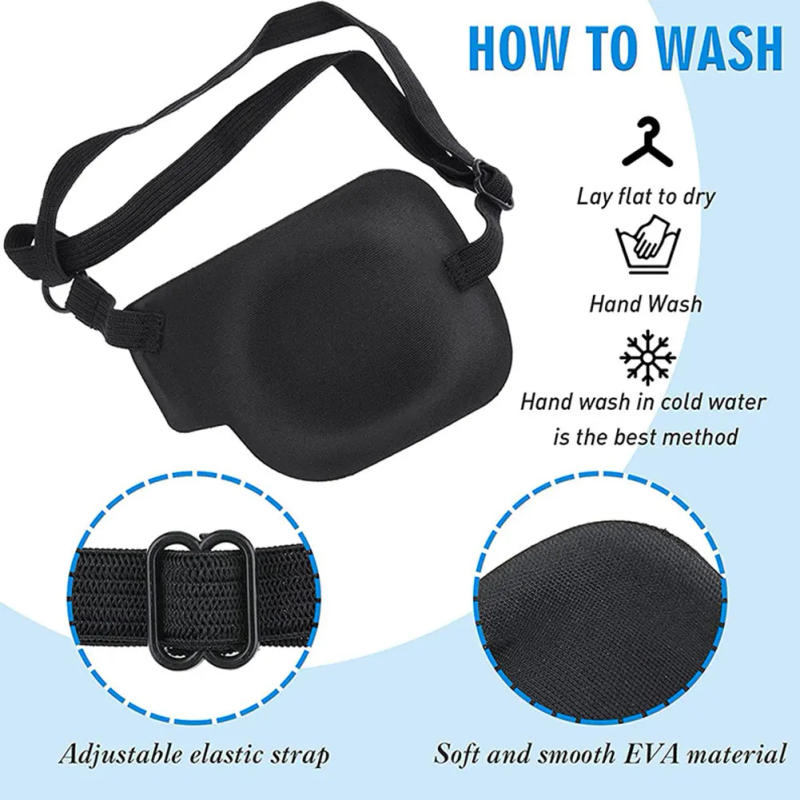 Description Picture 6 of item1PCS Black Single Eye Patch Adjustable 3D Foam Groove Eyeshades For Lazy Eyes Medical Use Concave Eye Patch