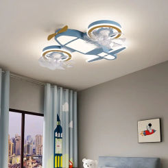 LED Aircraft Ceiling Light Cartoon Remote Control Fan Lamp Boy Room Lights Children's Room Bedroom lamp Gift Light For Children