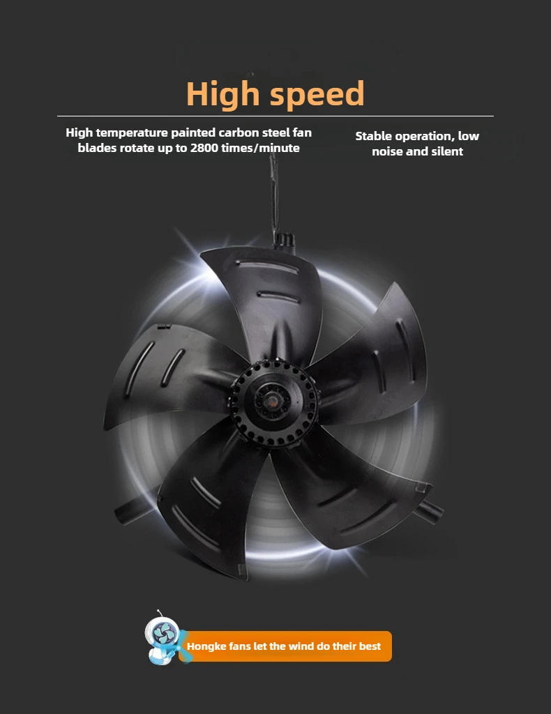 Description Picture 5 of itemAxial Fan Airflow High Speed Industrial Exhaust Fan Powerful Motor Cooling Fan External Rotor Axial Flow Blower 380V, Low Noise