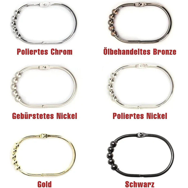 Description Picture 5 of itemShower Curtain Hooks Rings Double Glide Shower Curtain Rings, Rustproof Metal Heavy Duty Roller Bathroom Shower Rods, Set of 12