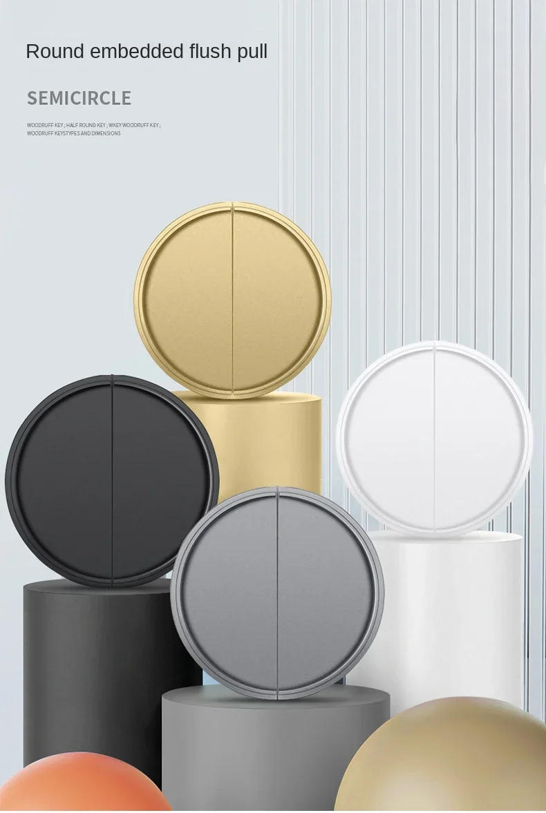 Description Picture 2 of itemModern American Semicircle Golden Embedded Cabinet Handle Square Drawer Knob Hardware Furniture Accessories Door Pulls