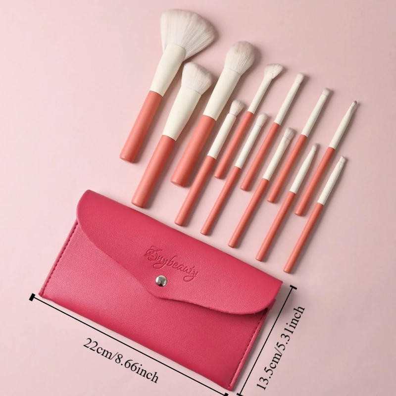 Description Picture 2 of itemFluffy Makeup Brush Set Soft Hair Wood Handle Eye Shadow Brush with Storage Bag Portable Concealer Brush Makeup Tools