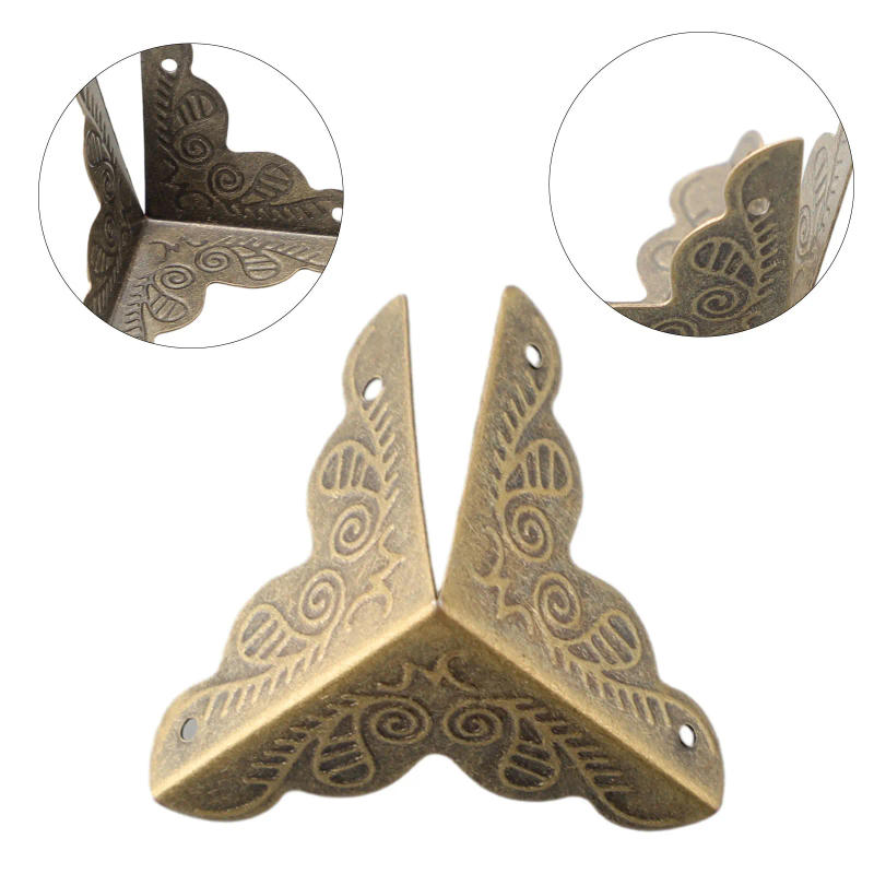 Description Picture 6 of item12pcs Antique Corner Brackets Metal Box Wooden Notebook Albums Four Sides Corner Guard Protectors Decorative Hardware Protection