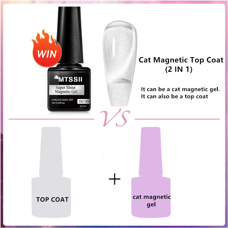 Description Picture 5 of item7ML Snowlight Cat Magnetic Gel Top Coat Super Shine Sliver Glitter Sparkling Effect Semi Permanent Soak Off Nail Art Gel Varnish
