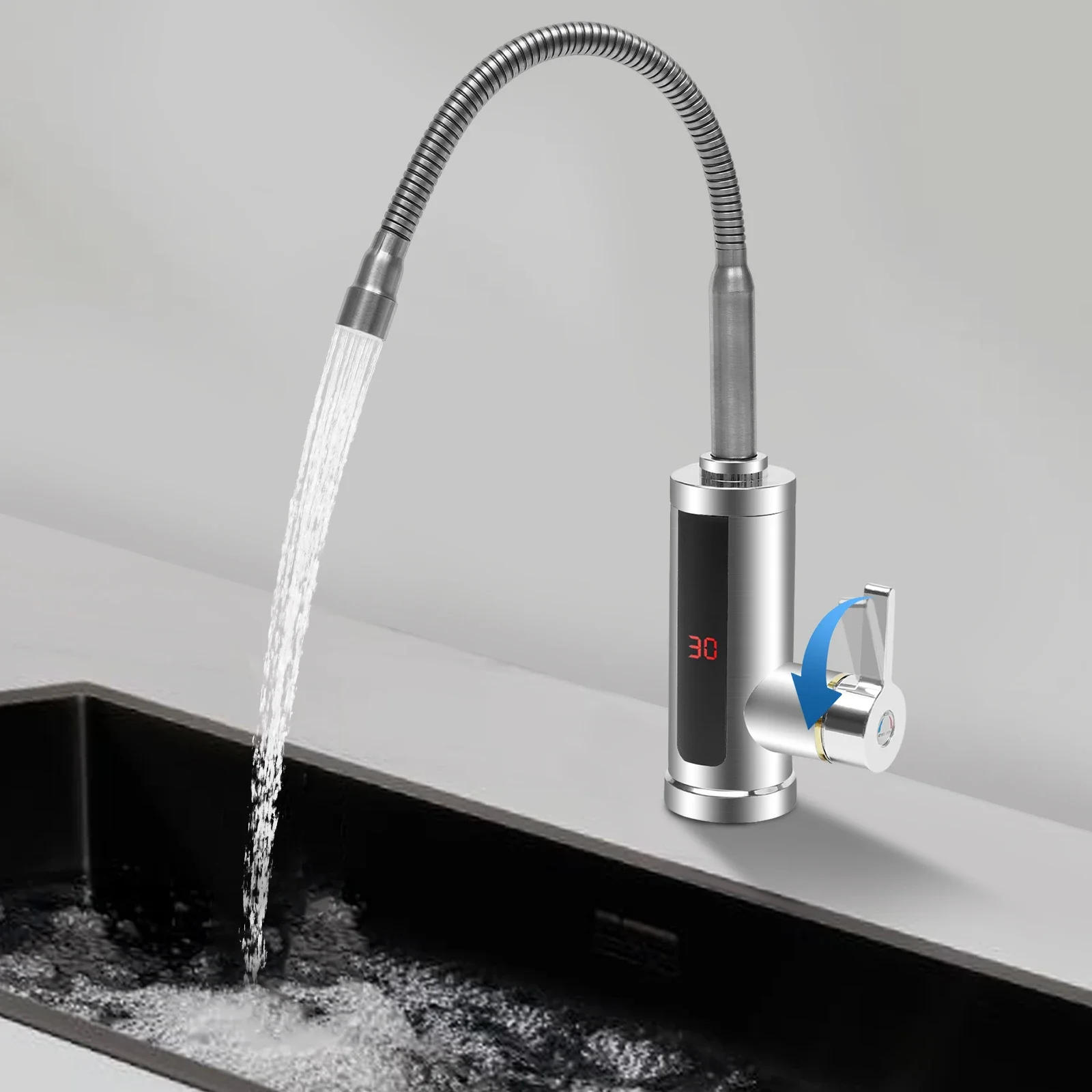 Description Picture 5 of item3000W 220V Electric Kitchen Flow Water Heater Tap Instant Hot Water Faucet Heater Cold Heating Tankless Water Heater with LED