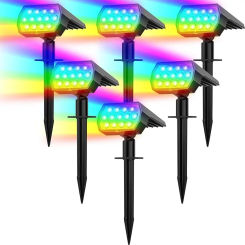 Solar Spot Lights Outdoor Color Changing 7 Modes Christmas IP65 Waterproof Landscape Spotlights Dusk To Dawn For Patio Garden
