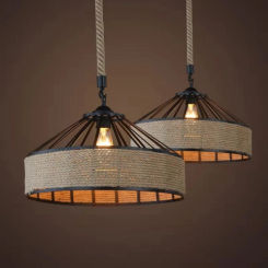 Latest Retro Hemp Rope Pendant Lights Restaurant Industrial Style Creative Bar Restaurant Personality American Country Style Hot