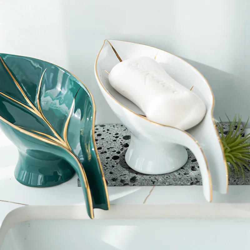 Description Picture 5 of itemCeramic Soap Dish Lightweight Luxury Drain Packaging Box Kitchen Storage Box Soap Cover Bathroom Shelf