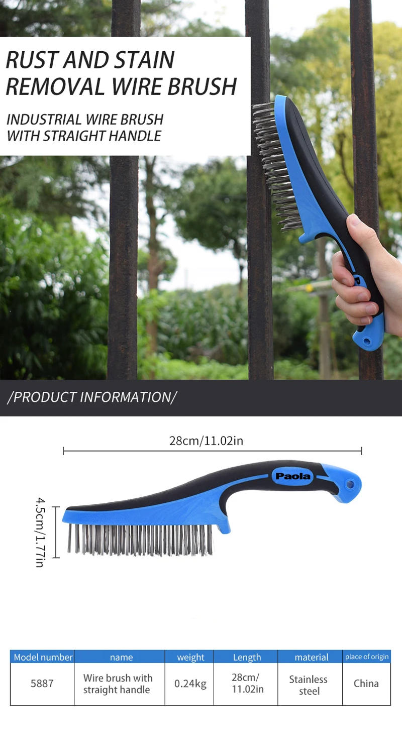 Description Picture 2 of itemPaola 11 inch stainless steel brush for cleaning, rust removal, and stain removal, large steel brush