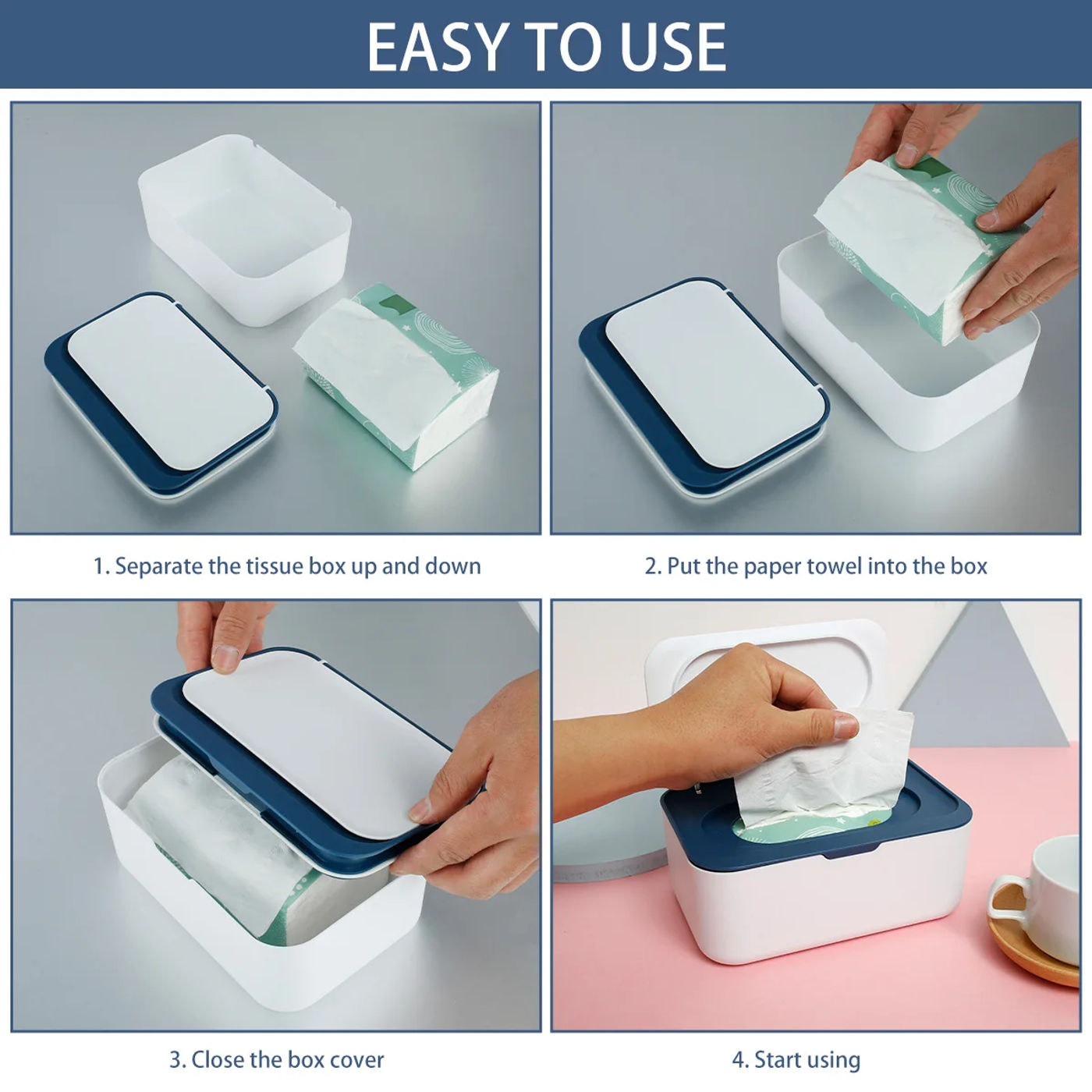 Description Picture 5 of itemWet Tissue Box Paper Dispenser Portable with Lid Tissue Storage Box Holder Dustproof  Baby Car Organizer Napkin Hot