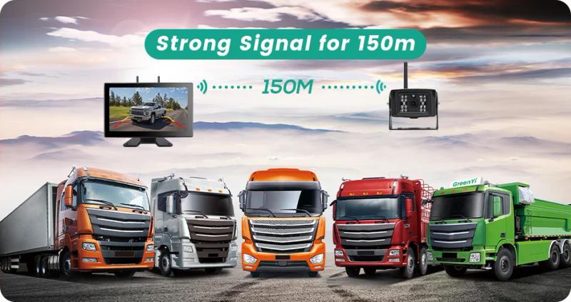 Description Picture 3 of itemWireless 10'' AHD Blind Spot DVR Record Monitor Touch Screen with 1080 IR Backup Camera For Truck/Trailer/Bus/RV/Pickups/SUV/Van