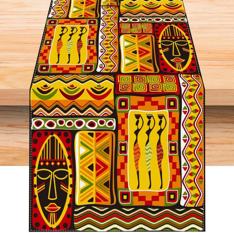 Description Picture 2 of itemAfrican Totems Table Runners Party Decorations African American Kwanzaa Black History Month Juneteenth Kitchen Table Decor