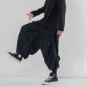 Yamamoto Yaosi Style Wide-Leg Pants Men's Drawstring Ruffle Design Casual Dark Large Size Cropped Fashion