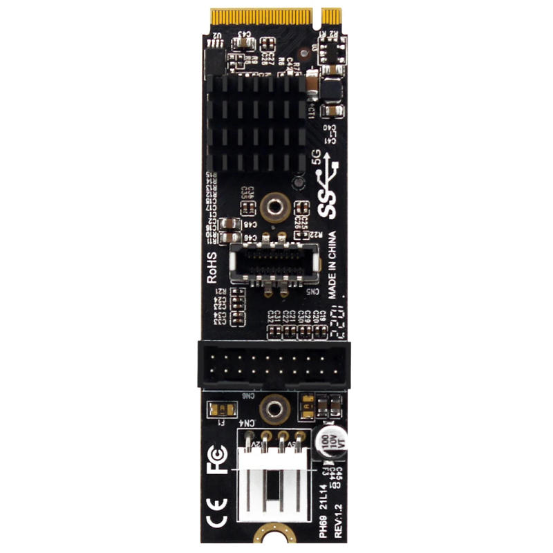 Description Picture 4 of itemM.2 M KEY PCIe to USB 3.1 Front Panel 5Gbps TYPE-E&C+19/20Pin Expansion Card USB3.0 Adapter Hub Riser with 4pin Power Connector