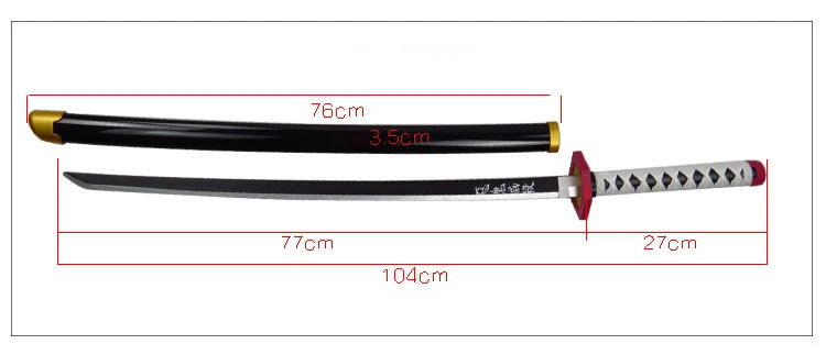 Description Picture 4 of item80cm Demon Slayer Japanese Katana Kimetsu No Yaiba Kyoujurou Cosplay Prop Large Katana Wooden Ninja Anime Samurai Sword Kid Toys