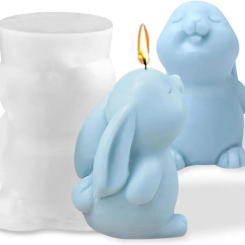 3D Easter Bunny Candle Mold Silicone Mold for Fondant, Soy Wax Candle, Soap, Polymer Clay, Plaster Ornament,DIY Crafts