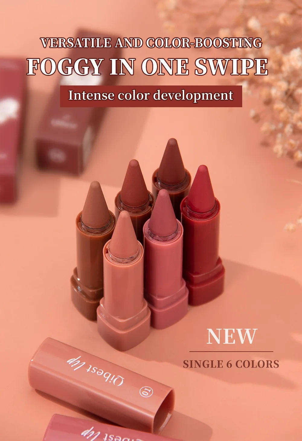 Description Picture 4 of item1/6pc Matte Red Brown Velvet Lipstick Tapered Gradient Lip Liner Waterproof Non Stick Contouring Tint Lipliner Crayon Lip Makeup